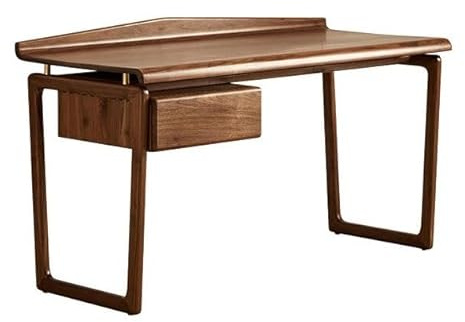 QINGGANG-0224 Stehpult Schreibtisch aus massivem Holz mit Schublade, Vintage-Schreibtisch schwarzem Walnussholz for das Home Office stabilem Rahmen für Zuhause, Studium, Schreiben(M)