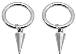 2 Stück DIY Spike Charm 316L chirurgischer Edelstahl Scharnier Nasenringe Cliker Piercing Hoops für Septum Daith Helix Knorpel Lobe Ohrringe Sexy BCR PA Piercing Hoop Multipurpose Dangle Cone