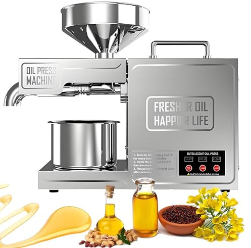 Frantoio A Olio Elettrico | Pressa Olio Elettrico Frantoio Olive 820w | Pressa Per Olio Spremitura Freddo/Caldo Automatica In Acciaio Inox,Alto Rendimento Petrolio| Basso Rumore |3-6 Kg/h