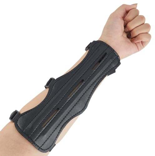 CALFOVERA 2 stycken bågskyttar armskydd i svart PU-läder justerbar unisex lätt underarmsskydd med 3 remmar tillbehör för bågskyttar jakt målskytte i trädgården