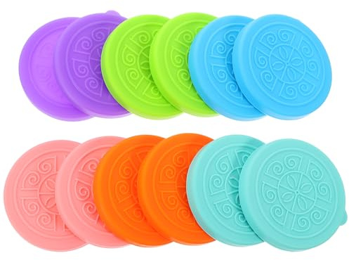 SHINEOFI Couvercles en Silicone pour Bols à Sauce 55 CM Lot de 12 Pièces Multicolores Étanches et Réutilisables Adaptés pour Pots à Yaourt en Verre Couvercles pour Petits Plats à