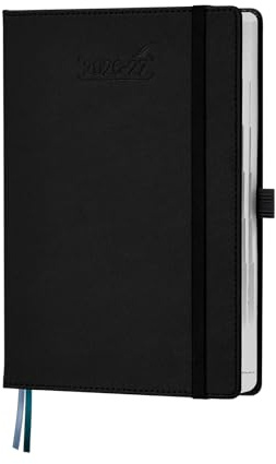 BEZEND Kalender 2026 2027 Tageskalender 1 Tag 1 Seite A5 (21,5 x 15,5 cm) | 12-Monate Terminplaner Aug 26 - Jul 27, 30-Min-Taktung 7-21 Uhr, PU-Leder Hardcover, 80 GSM Papier, Schwarz