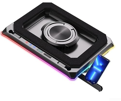 Laptop kylplatta ergonomisk laptop-kylare med LCD-skärm 6 turbo-fläktar RGB för belysning för 15–21 tums enheter svart (A8)
