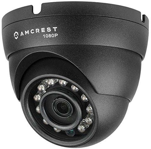 Amcrest 1080P 1920 TVL Dome Weatherproof IP66 Camera with 20 LEDs for Night Vision, Long Distance Range up to 984ft, 1 Year Warranty, and More (Black) - Power supply and coaxial video cable are NOT INCLUDED