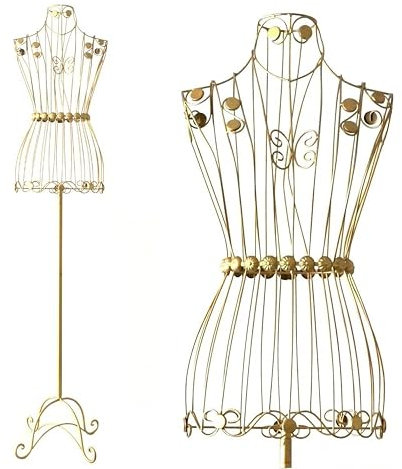 PrimoLiving Metall Schneiderpuppe Bella Donna in Gold - Vintage Kleiderpuppe - ideal als weibliche Schaufensterpuppe oder Kleiderständer - P-00663