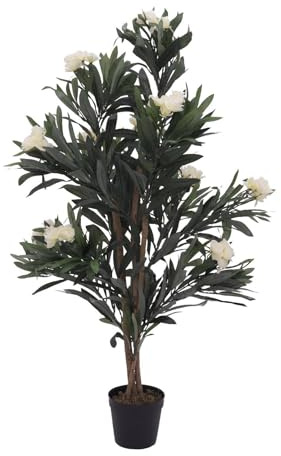artplants.de Künstlicher Oleander MINOU, weiß, 120cm - Kunstbaum - Deko Baum