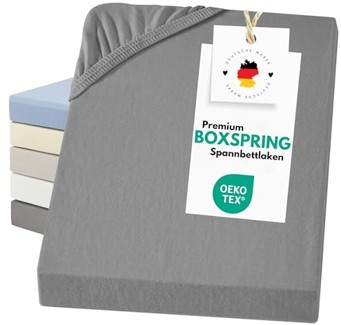Carpe Sonno Spannbettlaken 90-100x200 cm – Dunkelgrau, Boxspringbett | Jersey Bettlaken für Wasserbett & Boxspringbett bis 50 cm Steghöhe | 100 % Baumwolle, kochfest & bügelfrei