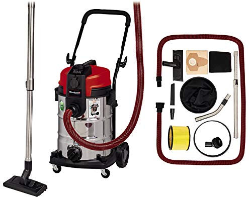 Einhell Nass-Trockensauger TE-VC 2230 SAC (1.150 W, Filterreinigungssystem f. Feinstaub, rostfreier Edelstahlbehälter 30 l, inkl. div. Filter & Düsen, 3 Meter Schlauch), Schwarz, Rot