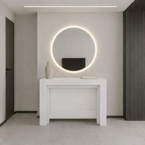 VE.CA - Tavolo Allungabile Karen, Made in Italy - Console Allungabile fino a 3 Metri, 14 Posti - Salvaspazio con Porta Prolunghe, Arredo Moderno Sala da Pranzo (Bianco Laccato Lucido, TAVOLO)