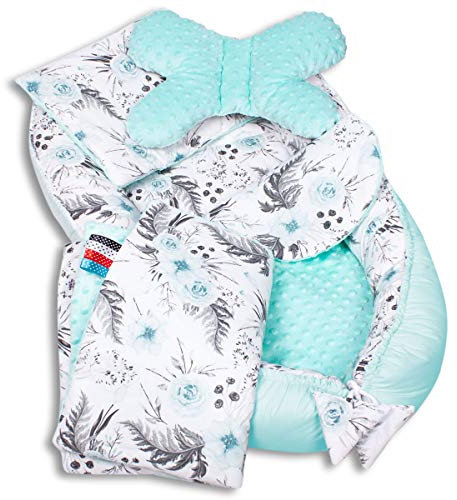 Palulli, set di 5 nidi per neonati, con test, 90 x 50 cm, inserto rimovibile, coperta per gattonare, cuscino piatto 100% OEKO TEX
