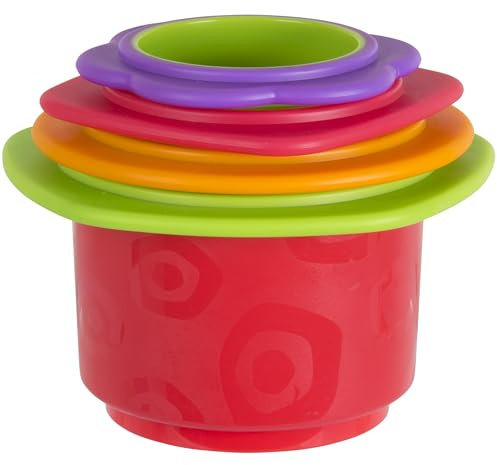 Playgro Jouet de Bain Gobelets Empilables, Jouets de Bain pour Bébés, À partir de 9 mois, Sans BPA, Coloré, 40217