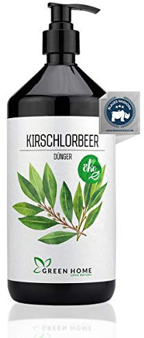 GREEN HOME LOVE NATURE® 1L Kirschlorbeer Dünger mit hohem Nährstoffgehalt - nachhaltiger Dünger für Kirschlorbeer einfach zu dosieren - Made in Germany