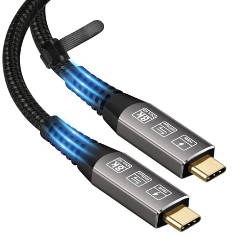 CableDeconn USB4-kabel, 8K, 1,2 m, hane/hane, USB-C kompatibel med Thunderbolt 4 8K@30Hz, 5K@60Hz 4K@120Hz, 40 Gbit/s dataöverföringshastighet, 20 V, 5 A, 100 W, bildskärmskabel, extern SSD, eGPU