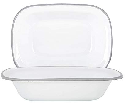 Argon Tableware Weißer Emaille -Tortenschalen - 25,5cm - Grau - Pack Von 2