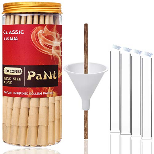 PaNt | 200 stück | King Size Größe Braun Konisch vorgedrehte Hülsen mit Filter Tips | Aus Holzzellstoffpapier | Enthält 1 Einfülltrichter und 1 Verpackungsstab und 4 Joint hüllen