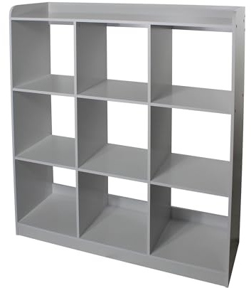 Iris Ohyama Kindermöbel, Bücherregal, Spielzeugorganizer, 9 Feste Regale, Multifunktional, Design, Krippe, Zimmer, Schule, 104x35x115, KCX-9, Grau