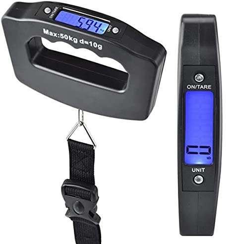 Digital Luggage Scales, 50kg/110lb Electronic Hanging Scales, Portable Digital Luggage Scale with Backlight Digital Display Travel, Handheld Style Suitcase Scales with Hook for Travel Outdoor Home Use