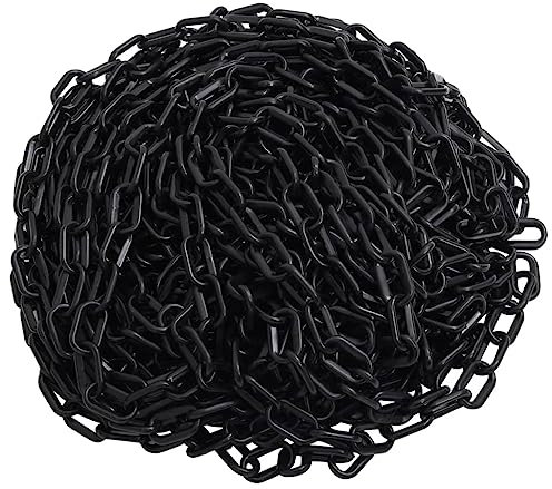 vidaXL Absperrkette Warnkette Sicherungskette Kette Kunststoffkette Sicherheitsabsperrung Plastikkette für Innen Außen Schwarz 30m Ø6mm Kunststoff