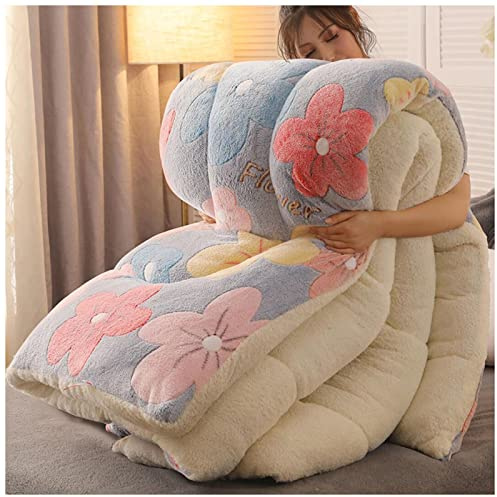 Edredón de Invierno de Terciopelo de Cordero, Núcleo de Cachemira de Lana, Grueso Cálido, Regalo Edredón, Edredón De Invierno Cama Doble (Azul,150x200cm(3.5kg))