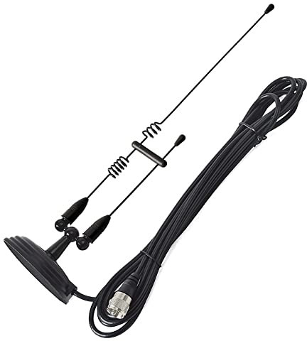 HYSHIKRA Dual Band Mobile Antenna, Magnetic Mount Whip 144/430Mhz with 4 Meters RG58U Coax Cable for Yaesu Midland Icom Motorola Kenwood Vehicle Transceiver (Black)