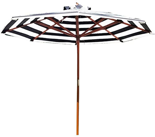 Outdoor Garden Parasols Folding Sun Umbrella Large Striped Garden Wooden Parasols Umbrellas, Commercial Waterproof and UV Protection Sunshades,Without Parasol Base good