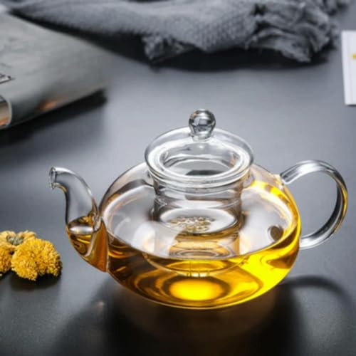 OPica Théière en Verre résistant à la Chaleur, théière de Style Japonais Transparent avec infuseur pour Fleurs, thé Puer Chinois, Bouilloire à thé Portable 400-1000ml