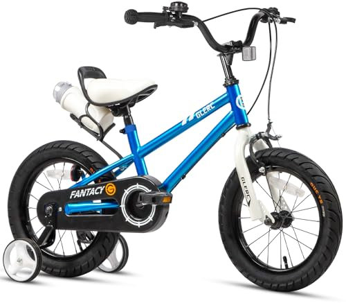 Glerc Kinderfahrrad 12 Zoll Fahrrad mit Stützrädern & Flaschenhalter für 1 2 3 4 Jahre alte Jungen und Mädchen, blau