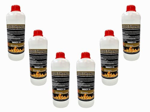 Antiviron Bioethanol 96,6% Premium 6 Liter (6X 1Liter) Ethanol für Tischkamin, Kamin & Gartendeko für Draußen - Rauch- und Rußfrei aus Mais