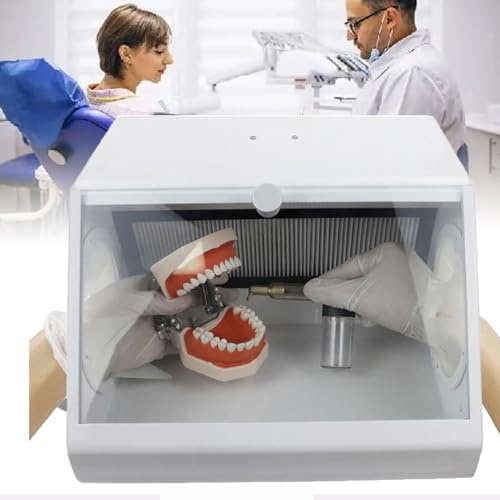 McbeAn Sandblasting Dust Collector, Dental Lab Dust Box, Large Space, Air Extraction/Filter Device/LED Light Source, Dust Will Not Escape, Reduce Dust Damage to Doctors, Clear View