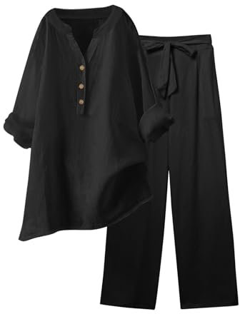 2-teiliges Damen-Outfit, weites Bein, Bluse, Taschen, elastische Hose, lässiges V-Ausschnitt-Hemd, Hose, modische Streetwear Eleganter Zweiteiler Damen Damen Hosenanzug in Rot