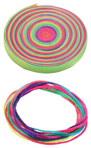KGDUYC Spielzeug Springseil - 10 M Gummitwist Kinder für Hüpfspiele, Hüpfgummi 1cm weit Gummi Twist,Indoor und Outdoor Spielzeug, Gartenspiele Kinder,Regenbogen Band,Geschenk für Mädchen & Junge