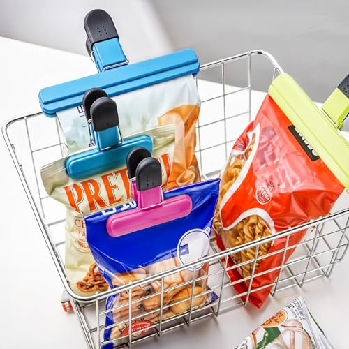 Plastic Assorted Bag Clips | 6 Pcs Food Sealing Clips (2 Sizes & 3 Colours) for Airtight Food Storage & Freezer Use