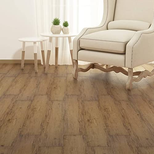 ShGaxin PVC Laminat Dielen Selbstklebend, Fliesenfolie, Laminatboden, Küchenrückwand Folie, Bodenbelag Selbstklebend, Wandverkleidung, Deckenpaneele, 5,21 m² 2 mm Walnuss-Braun