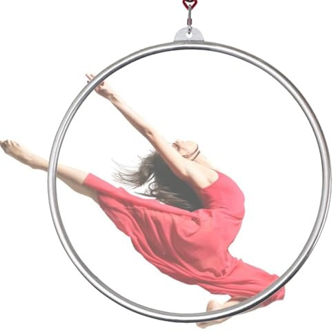 FFYUTING Lyra Aerial Hoop Kit – 90 cm Edelstahl Single Point Aerial Hoop Ausrüstung, Single Point Circus Aerial Yoga Hoop, für Tanzstudio, Aerial Fitness