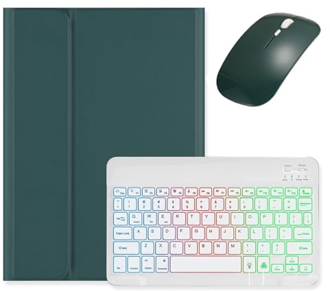 kaidisen Funda con teclado retroiluminado para iPad Air de 13 pulgadas M3/M2 (2025/2024)/iPad Pro de 12.9 pulgadas 6ª/5ª/4ª/3ª generación con mouse y teclado de color retroiluminado desmontable, verde