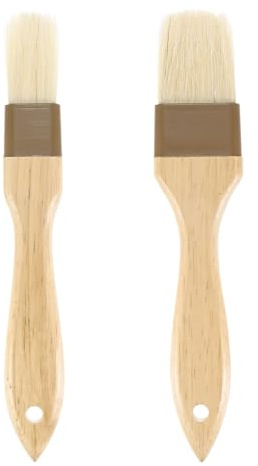 M METERXITY 1-Set Pastry Brush, Wooden Handle Natural Bristle Basting BBQ Oil Brush for Cooking/Barbecue/Kitchen [1 & 1.6 Inch]