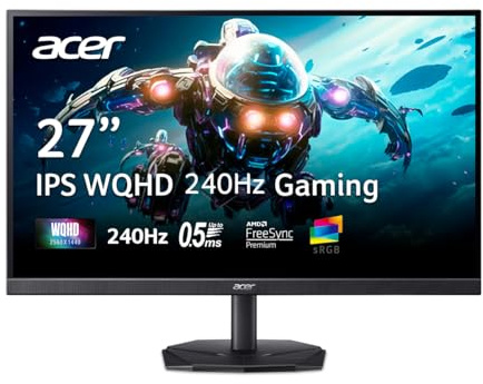 Acer Nitro 27 Inch WQHD 2560 x 1440 ZeroFrame Design IPS Gaming Monitor | AMD FreeSync Premium | Up to 240Hz Refresh | Up to 0.5ms | One Display Port 1.2 and Two HDMI 2.0 Ports | KG271U W3bmiipx