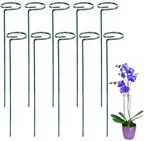 Pyuyan 10 Pezzi 40cm Supporto per Stelo Singolo da Giardino, Anello di Sostegno per Piante, Paletti di Sostegno per Piante, per Fiori, Pomodori, Gigli, Peonie, Rose