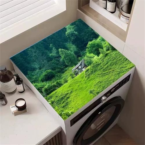 Highdi Paysage 3D Housse de Protection pour Machine à Laver Top,Coussin de Machine à Laver Antidérapant Housse de Machine à Laver pour Machine à Laver Ou Sèche-Linge (Paysage 2,50x60cm)