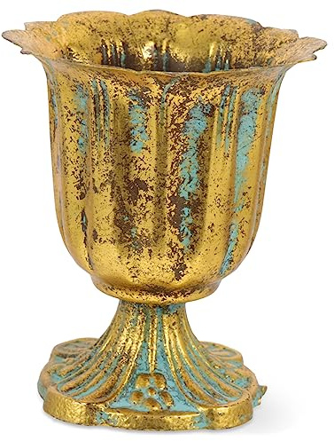 Healifty European Style Roman Column Flower Pot Antique Iron Planter for Wedding Decoration Lightweight Garden Planting Pot Elegant Balcony and Patio Floral Container