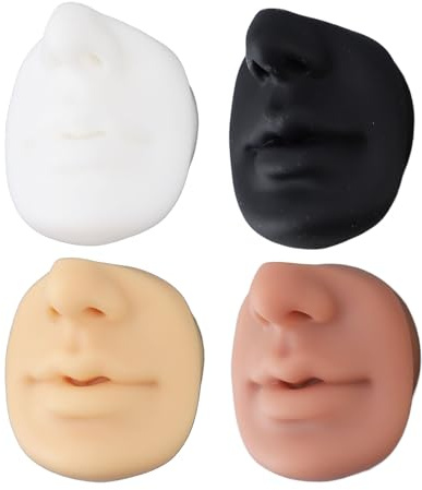 NOENNULL 4 PCS Perçage en Silicone Pratique Skin - Lèvre, Nez, Modèle de Sourcils pour et Entraînement de Maquillage Permanent, Affichage de Bijoux, Pratique sur le Coussin de Peau