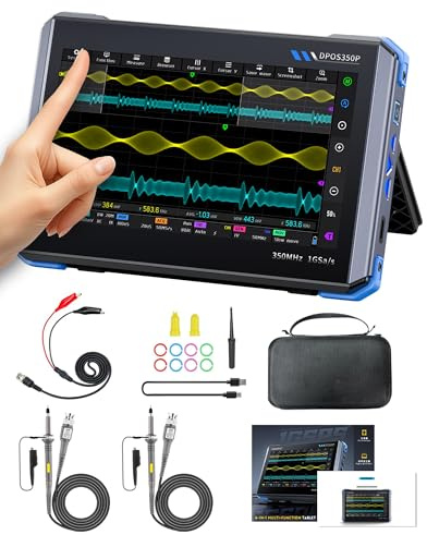 WapoRich 4-in-1 Tablet Oscilloscope 350MHz, Digital Oscilloscope 1 GSa/s | with 2 Channel, Signal Generator, Spectrum Analyzer, Frequency Response Analyzer - DPOS350P