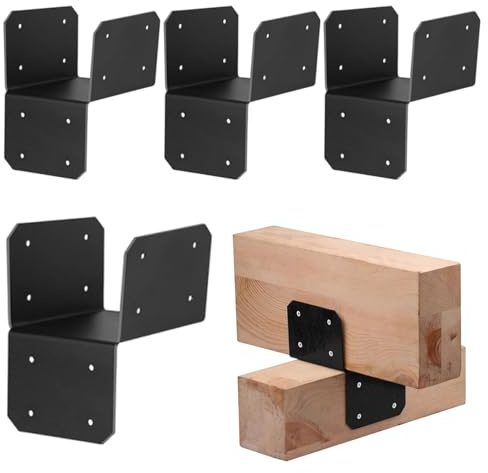 Post Holder 4 x 4 Metal Brackets for Wooden Posts Bar Connector Rustproof for Pergola Patio Carport Deck Garden Construction Suitable for 2 x 4 / 4 x 4 Wood