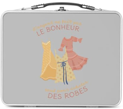 Fabulous Lunch Box in metallo argentato per sandwich e snack - Vestito - L'argento non fa la felicità moda Shopping - Scatola da gustare in alluminio, ciotola rigida, stile retrò, stampata in Francia