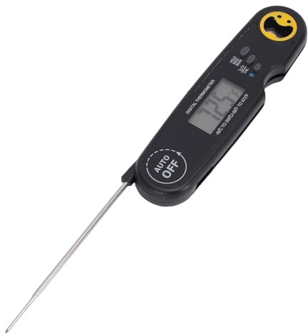 ZDAGELD Sonda Termometro per Alimenti Pieghevole, Resistente All'acqua IPX7, Alta Precisione ±1°C, Ampio Intervallo da -50°C a 300° per Carne, Dolci, Olio, Barbecue, Bistecche e (Nera)