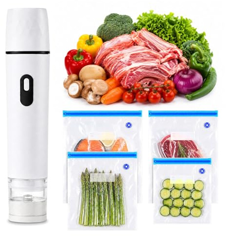 Focenat Machine Sous Vide Alimentaire,Appareil Sous Vide Alimentaire,Appareils de mise sous vide,60kPa Ultra-Puissante,20 Sacs Sous Vide Réutilisables,Pour Viandes,Légumes,Fruits