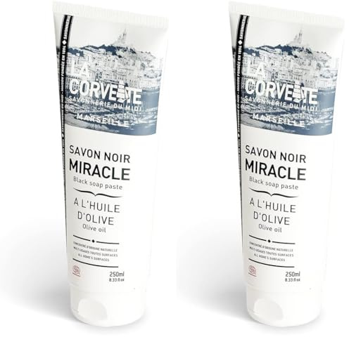 La Corvette Savon Noir Miracle à l'Huile d'Olive Ecocert 250 ml (Lot de 2)