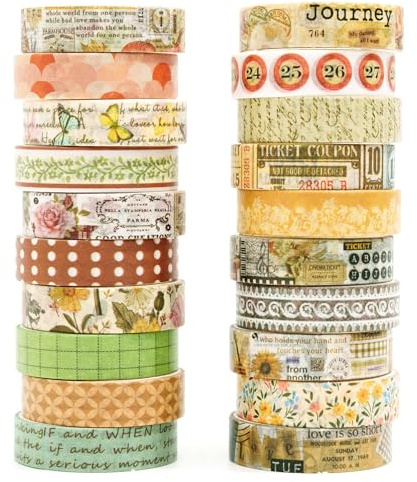 Songdao 20 rouleaux Washi Tape Set, Masking Tape Scrapbooking Ruban Adhésif Décoratif pour Arts, Bullet Journal, Bricolage, Emballage