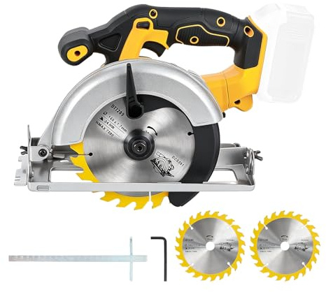 Sierra circular inalámbrica de 165 mm para sierra circular Dewalt 18/20 V, 3800 RPM sin escobillas con 2 cuchillas, profundidad de corte y ángulo de 45,5 mm (90°)-35,5 mm (45°) para madera, metal