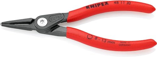 Knipex Pinza di Precisione per Anelli di Sicurezza per Anelli di Sicurezza Interni a Fori Bonderizzata Grigia, Rivestiti in Resina Sintetica Antiscivolo 140 Mm 48 11 J0